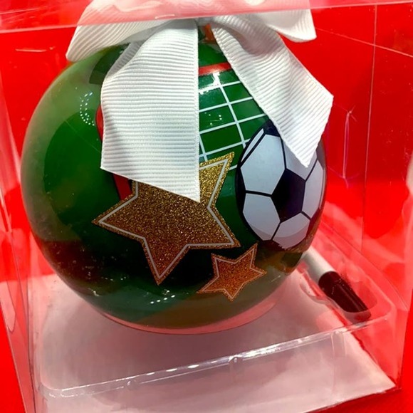 Soccer Ball Personalized Christmas Ornament Our Favorite Star With Pen 4” Tall - Picture 3 of 6